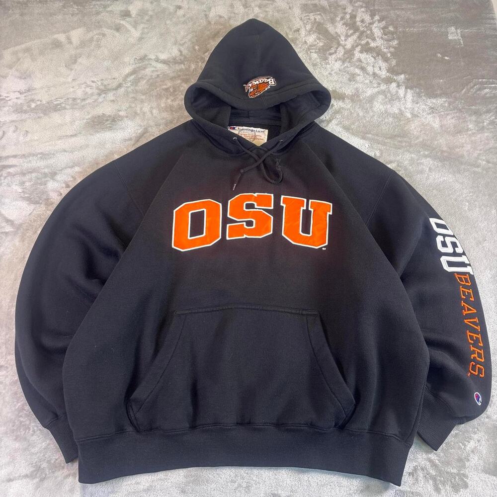 Champion Oregon State Beavers OSU Spell Out Hoodie Mens XL Black NCAA